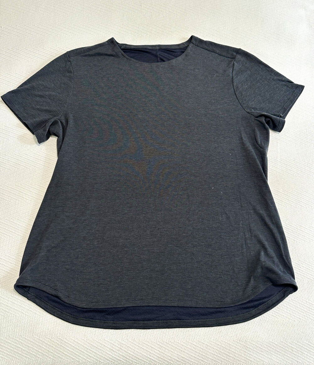 Gray Solid Crew Neck Short Sleeve Stretch Pullover T-Shirt Unisex Adults L/XL